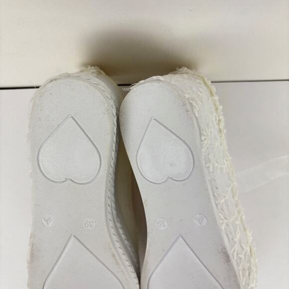 Forever & Always White Lace Platform Sneakers Bridal Bride Wedding Bachelorette - Picture 8 of 14